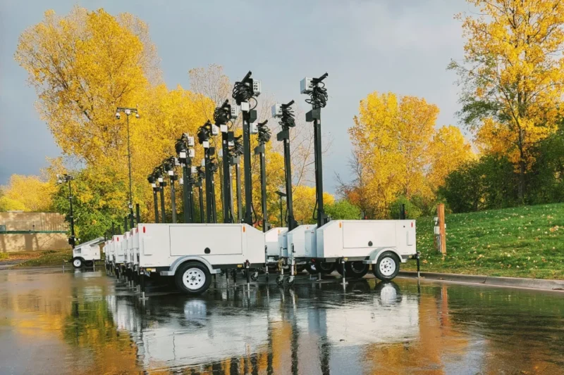Mobile Pro Systems Commander 3400 surveillance trailers in autumn.